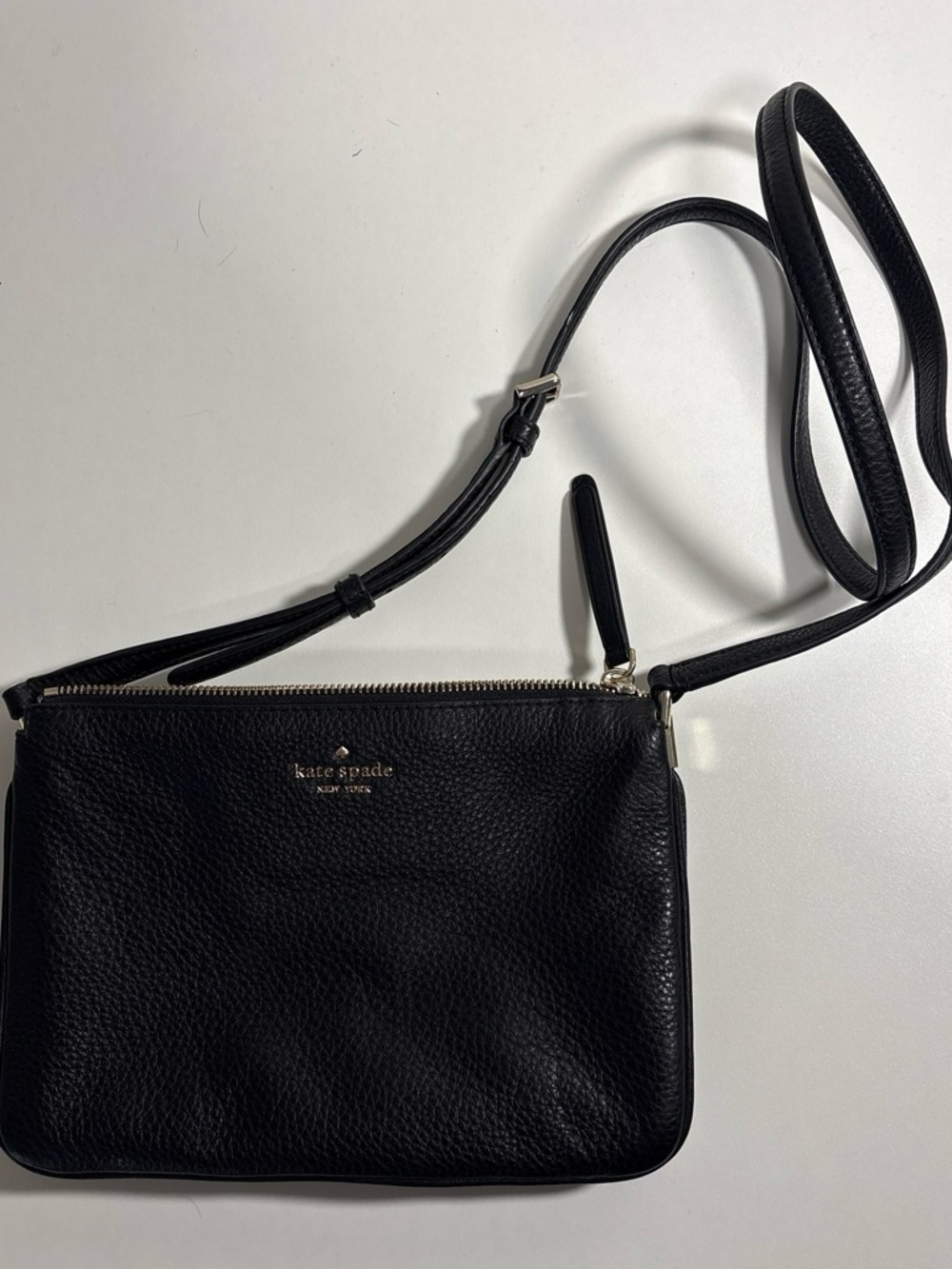 kate spade Black Pebbled Leather Double-Zip Crossbody
